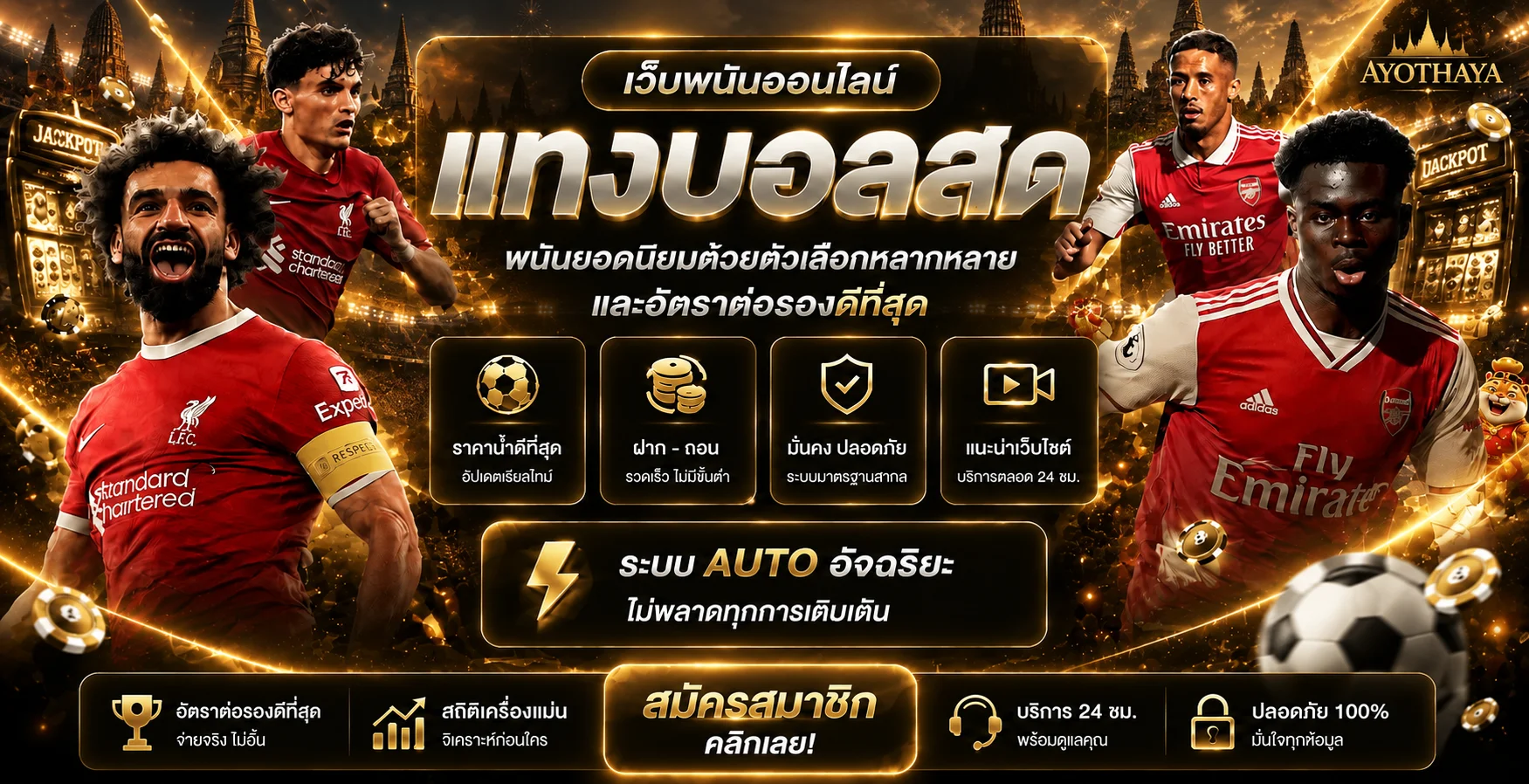 แบนเนอร์ AYOTHAYA แทงบอลออนไลน์และผลบอลสด